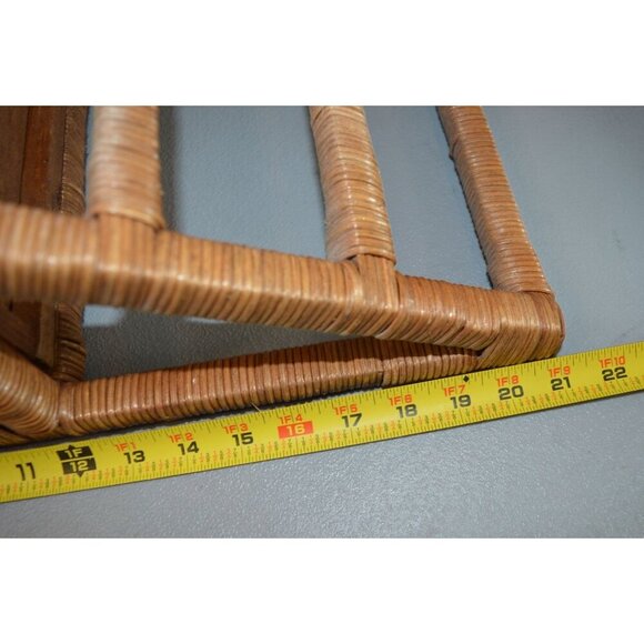 Vintage Wicker Rattan Coastal Bathroom Storage Cabinet Over The Toilet Towel Bar - Picture 5 of 7